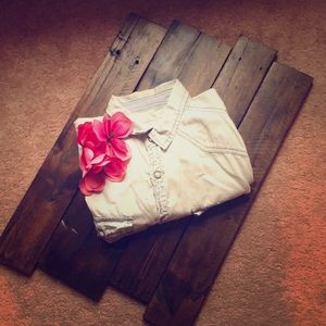 Distress denim shirt